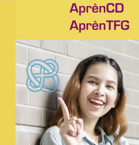 Smiling girl pointing at the symbol of excellence